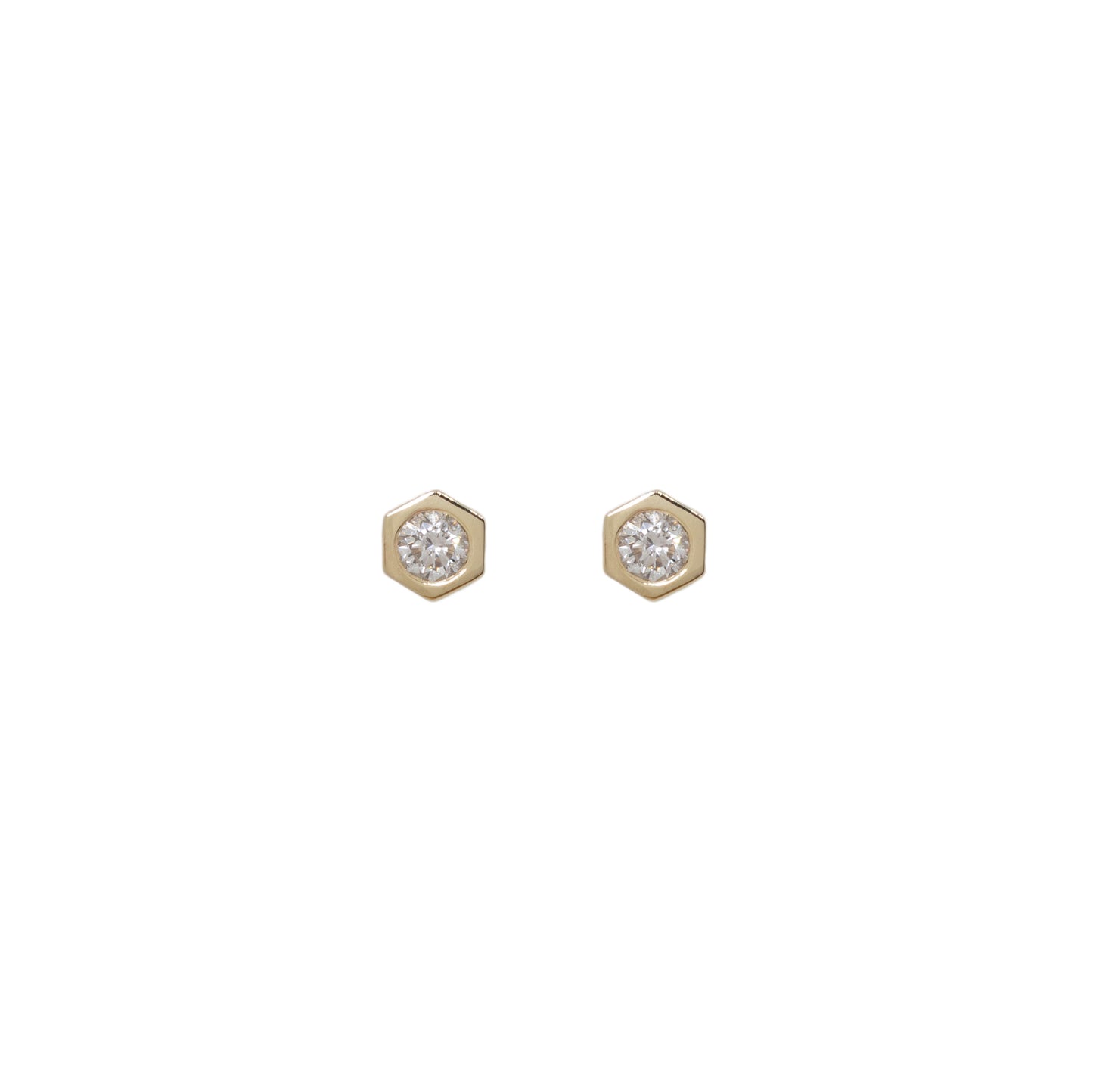 Hive Studs with Diamonds in 9ct Yellow Gold