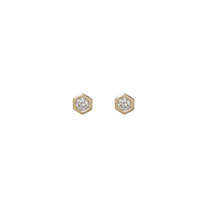 Hive Studs with Diamonds in 9ct Yellow Gold