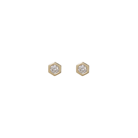 Hive Studs with Diamonds in 9ct Yellow Gold