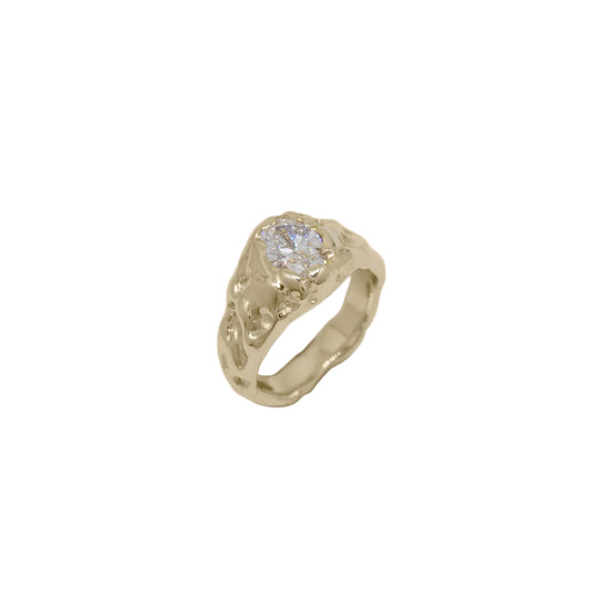 Molten 9ct Yellow Gold Diamond Ring