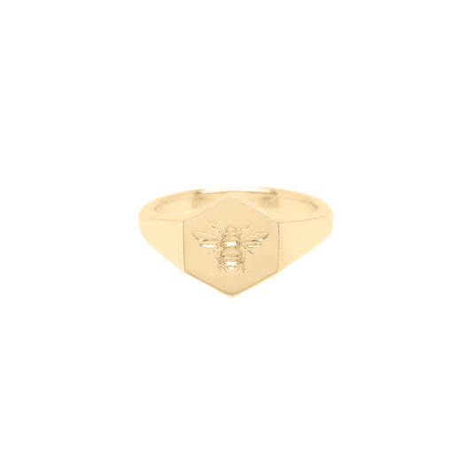 Bee Signet Ring in 9ct Yellow Gold